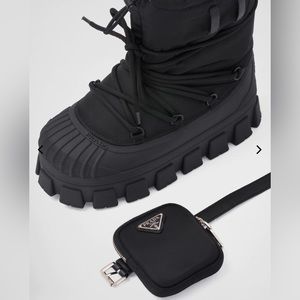 Prada Nylon gabardine après-ski boots with pouch